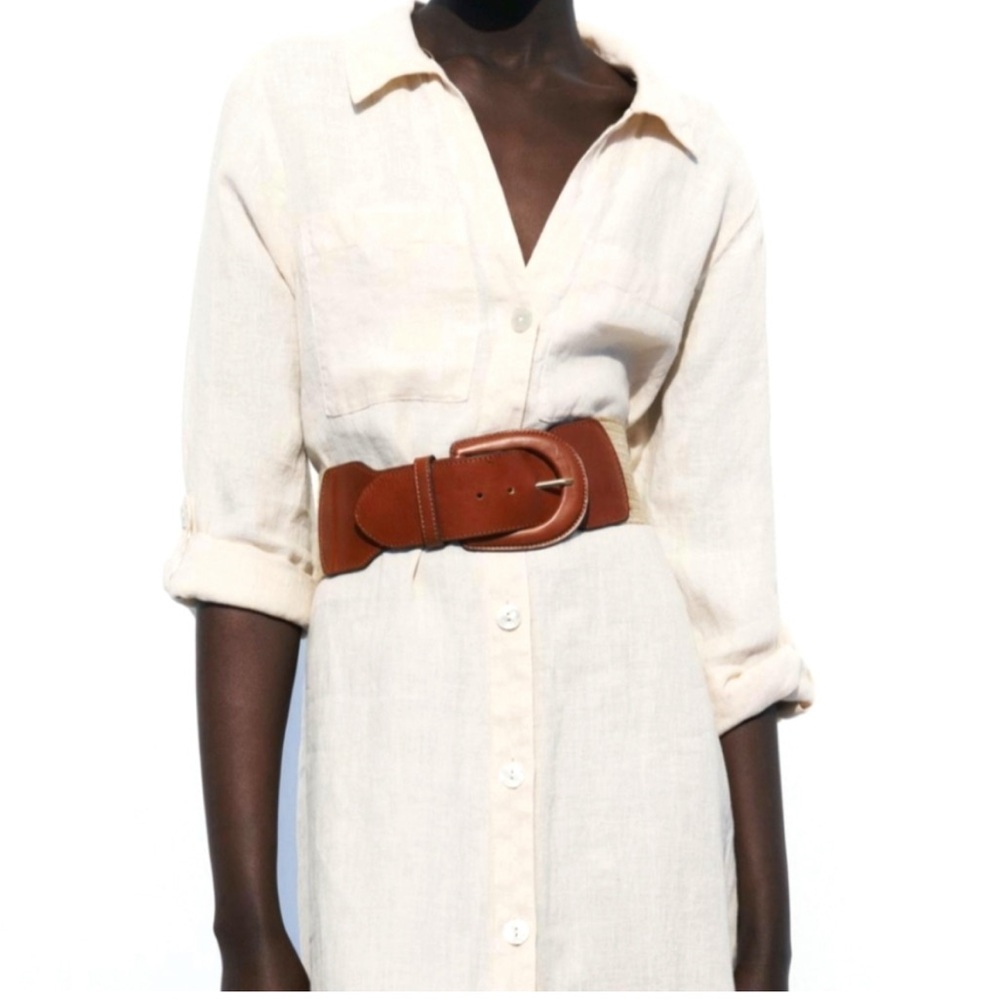 Zara Leather and jute Belt